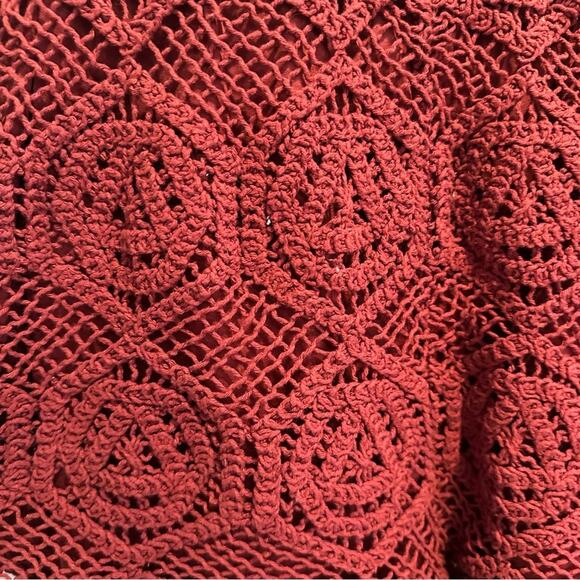 Zara Burgundy Maroon Crochet High Rise Shorts NWT LARGE Summer Elastic Pull On - Picture 13 of 14